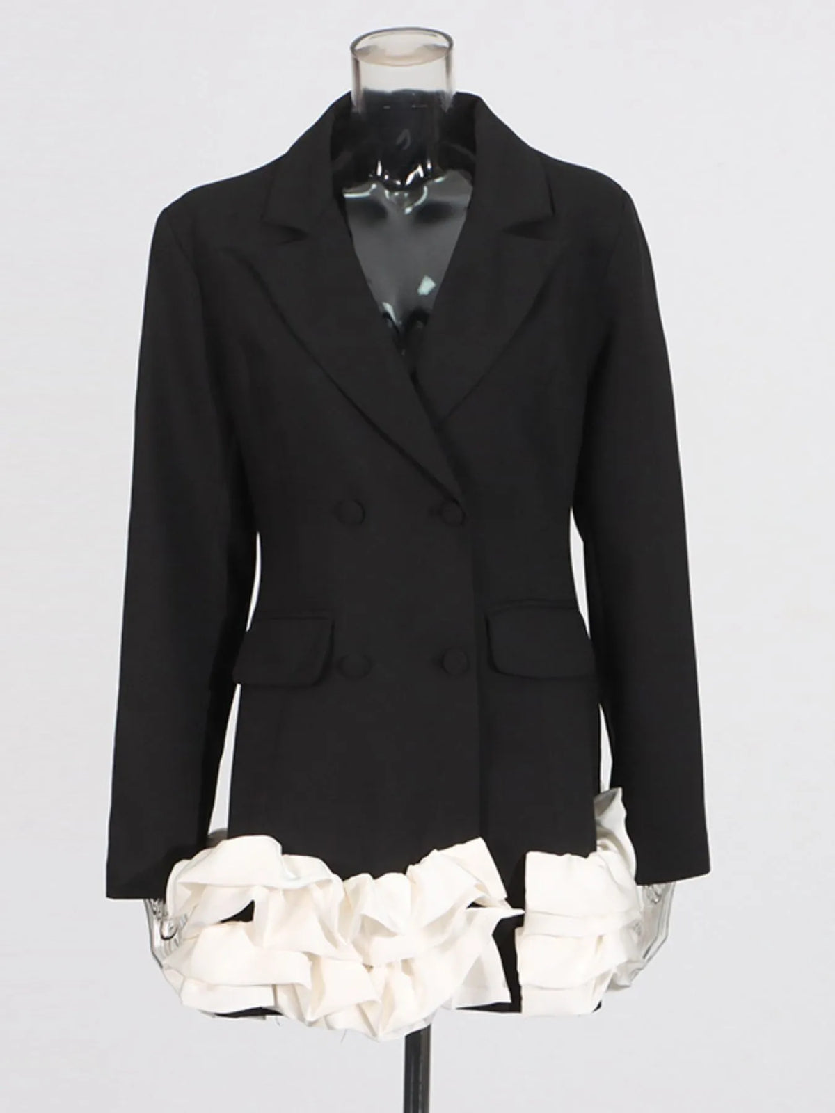 Ruffle Hem Double-Breasted Blazer Dress