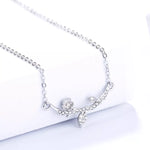925 Sterling Silver Zircon Flower Necklace
