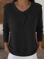 Full Size Solid Color Ribbed Hem Sweater Plus Size