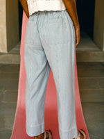 Stripe Mid Rise Drawstring Waist Jeans
