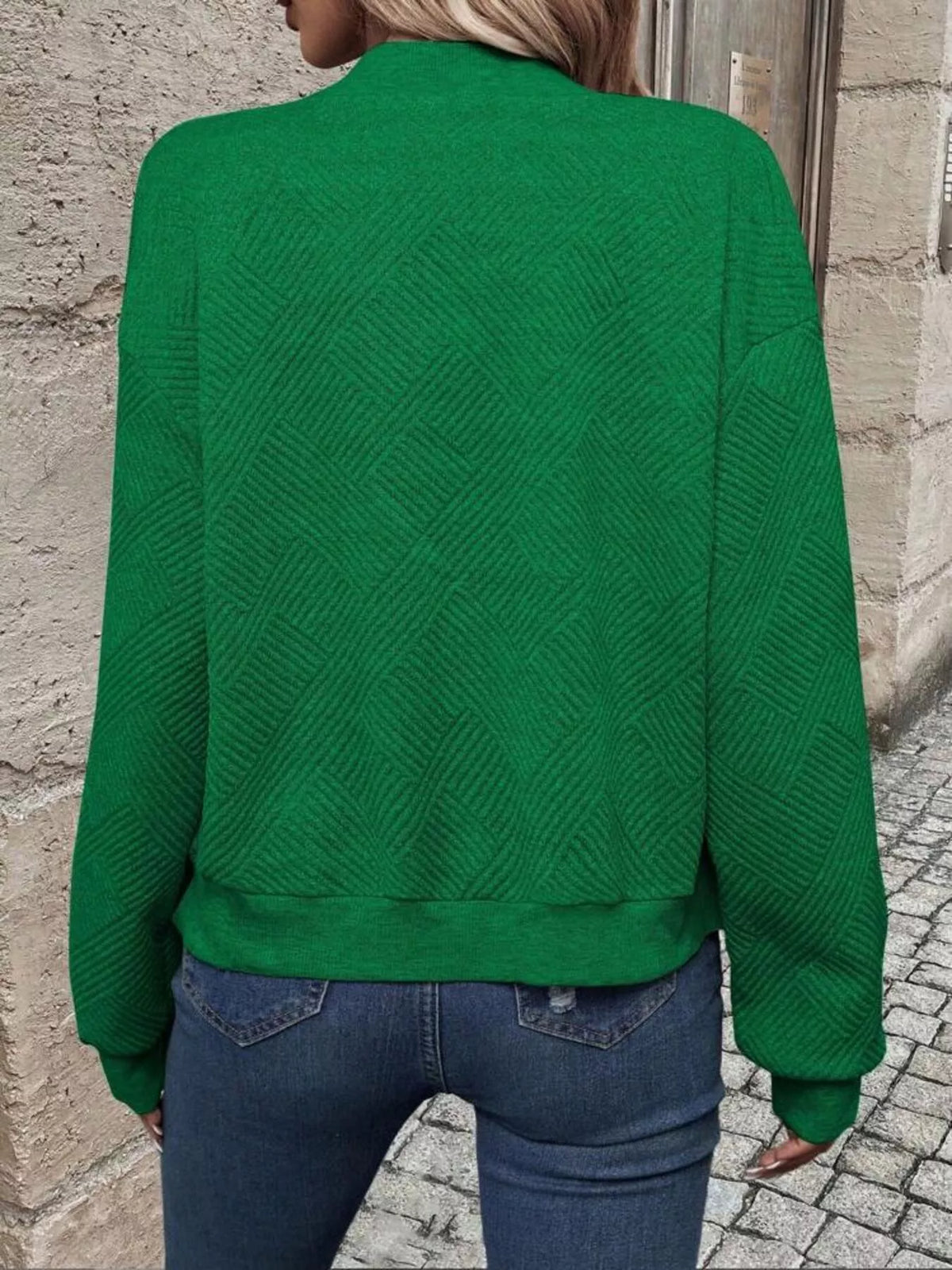 Full Size Zip Up Long Sleeve Textured Jacket Plus Size