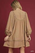 Umgee Boho Peasant Mini Dress with Trim Detail