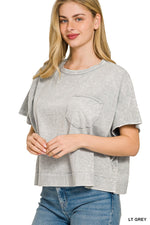 Zenana Halo Snow Washed Boxy Top & Shorts Set