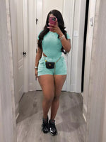 Ribbed Knit Bodysuit and Shorts Set