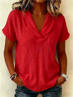 Full Size Textured Short Sleeve Blouse Plus Size