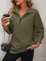 Quarter Zip Dropped Shoulder Sweatshirt
