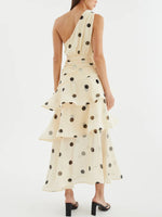 Polka Dot One-Shoulder Ruffle Dress