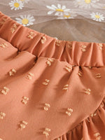 Children's Ruffled Trim Bowknot Blouse & Ruffle Hem Skirt Set