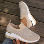 Rhinestone Round Toe Slip-Ons