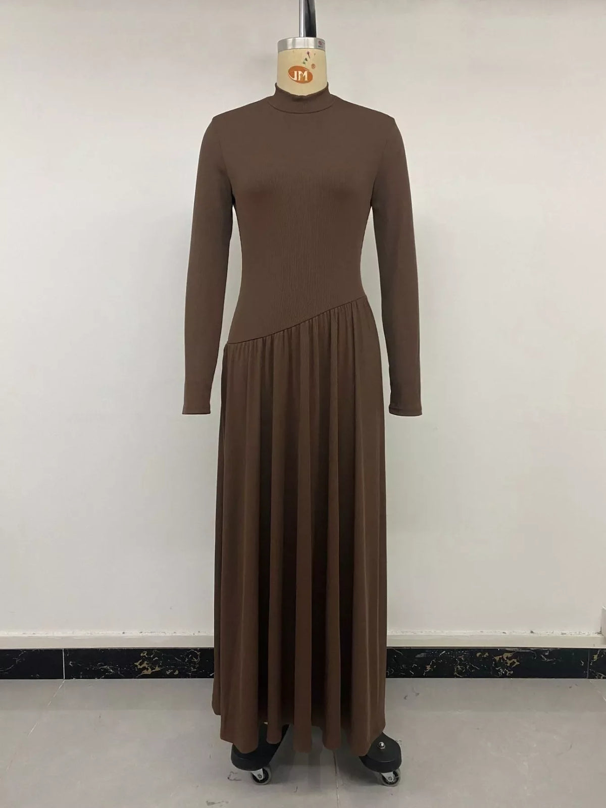Mock Neck Long Sleeve Midi Dress