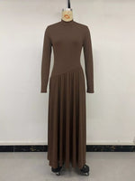 Mock Neck Long Sleeve Midi Dress