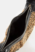 Fame Dark Spotted Leopard Print Half Moon Shoulder Bag