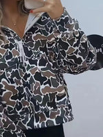 Full Size Camouflage Print Half-Zip Sweatshirt Plus Size