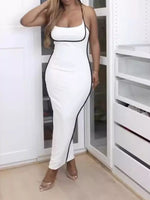 Contrast Trim Spaghetti Strap Maxi Dress