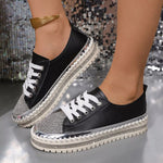 Rhinestone Round Toe Sneakers