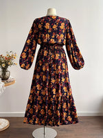 Plus Size Floral Print V-Neck Maxi Dress