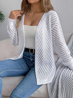 Openwork Open-Front Long Sleeve Cardigan