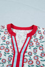 Floral Print Ruffle Sleeve Blouse