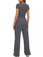 Short Sleeve Top and Drawstring Pants Set