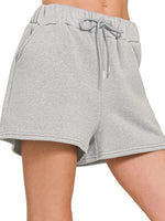 Zenana Fleece Drawstring Short Pants With Pockets
