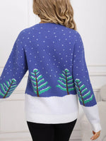 Tree Pattern Round Neck Sweater