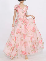 Floral Ruffled Short Sleeve Maxi Dress