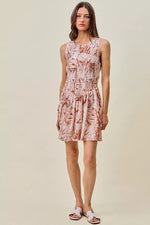 SO ME Shell Print Smocked Fit And Flare Mini Lined Dress