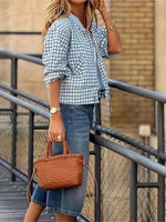 Plaid Zip Up Long Sleeve Jacket