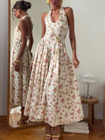 Floral Print Halter Neck Midi Dress