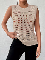 Hollow Out Round Neck Knit Tank
