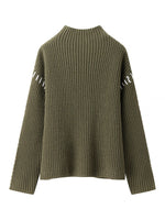Contrast Mock Neck Long Sleeve Sweater