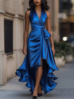 Ruffled Halter Neck Maxi Dress