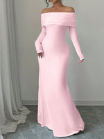 Off-Shoulder Long Sleeve Bodycon Maxi Dress