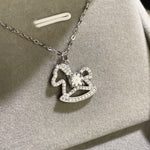 Moissanite 925 Sterling Silver Rocking Horse Necklace