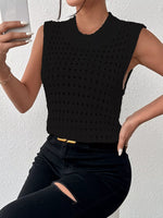 Hollow Out Round Neck Knit Tank