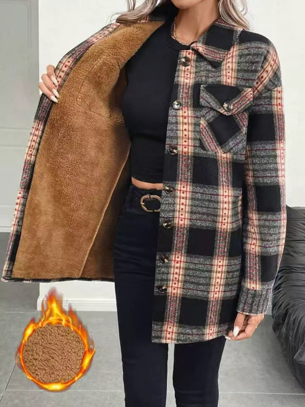 Vintage Plaid Button-Up Shacket