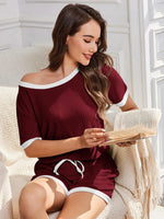 Ribbed Round Neck Top and Shorts Set