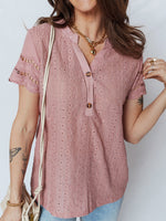 Eyelet Embroidered Short Sleeve Blouse