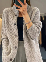 Textured Knit Button-Down Cardigan