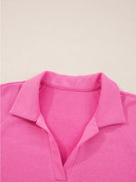 Solid Color Collared Pullover and Central Seam Pants Set