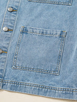 Patched Pockets Side Tie Denim Jacket