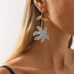 Rhinestone Flower Dangle Earrings