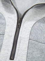 Half Zipper Collared Drop Shoulder Side Slits Sweatshirt