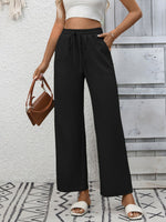 Casual Drawstring Wide Leg Pants