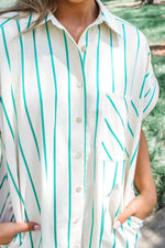 St Patricks Striped Wide Short Sleeve Shift Mini Shirt Dress