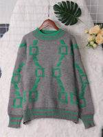 Contrast Round Neck Long Sleeve Sweater