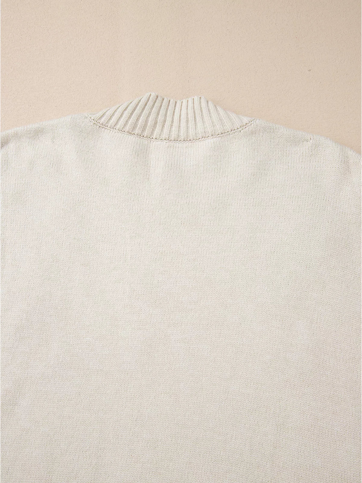 Flower Stitching Mock Neck Sweater