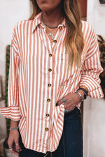 Stripe Western Button Down Long Sleeve Casual Shirt