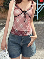 Plaid Ruffle Trim Cami