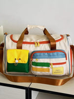 Multi-Pocket Color-Block Travel Bag